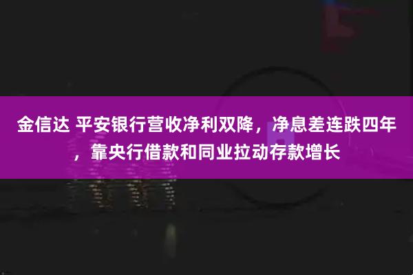金信达 平安银行营收净利双降，净息差连跌四年，靠央行借款和同业拉动存款增长