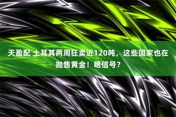 天盈配 土耳其两周狂卖近120吨,这些国家也在抛售黄金!啥信号?