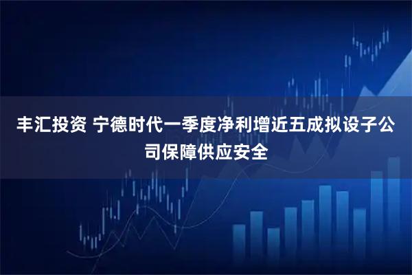 丰汇投资 宁德时代一季度净利增近五成拟设子公司保障供应安全