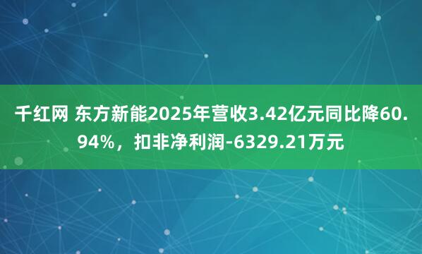 千红网 东方新能2025年营收3.42亿元同比降60.94%，扣非净利润-6329.21万元